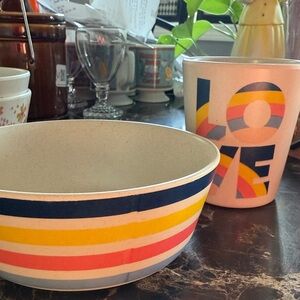 Pillow fort Melamine Striped Bowl and Cup Set